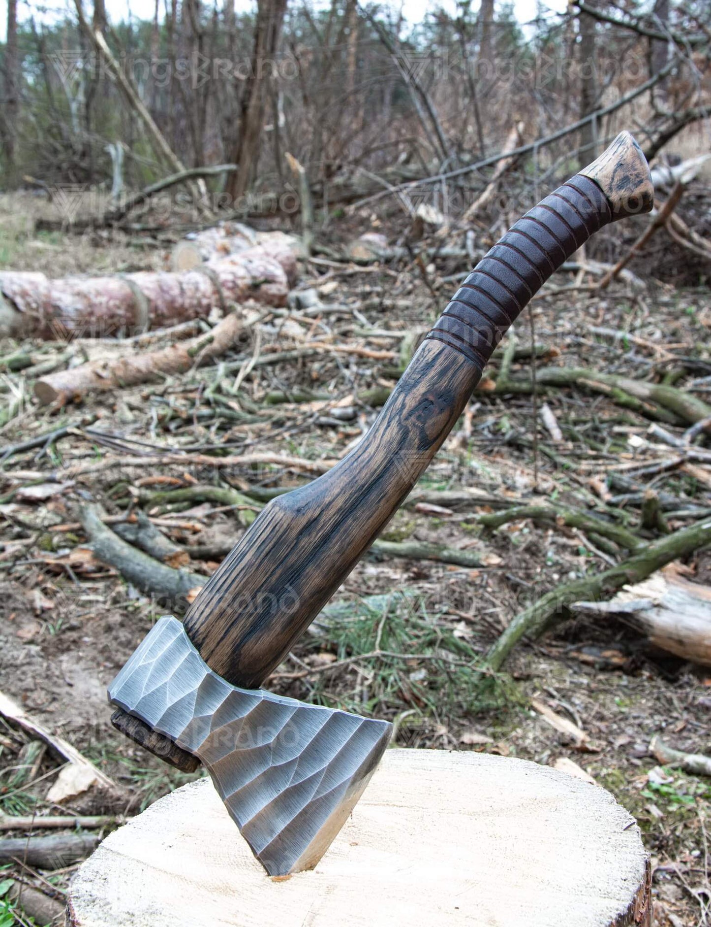 Hand Forged Hatchet “Vill Gustus” With Leather Cover And Wooden Box