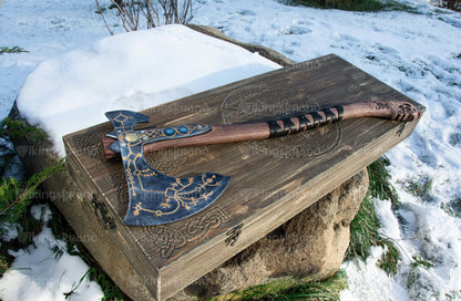 2-Handed Hand Forged "Leviathan Kratos" Axe v 2.0 (From God Of War)