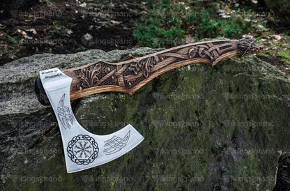 Hand-Forged Axe "Grusom Bjørn" With Carved Handle