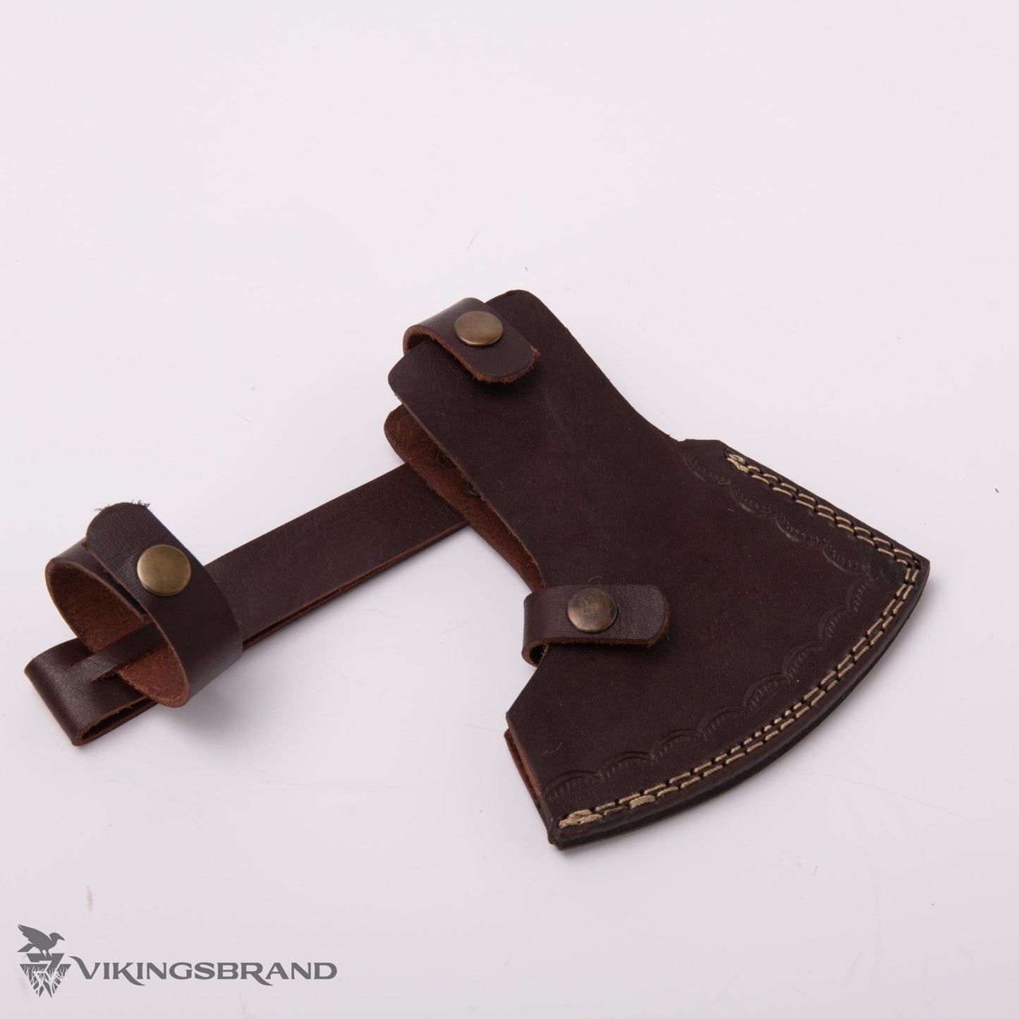 Hand Forged Viking Axe with Decorated Axe Head and Carved Handle