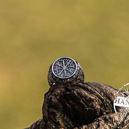 Handcrafted Ring with Vegvisir Symbol - Viking Ring - VikingsBrand