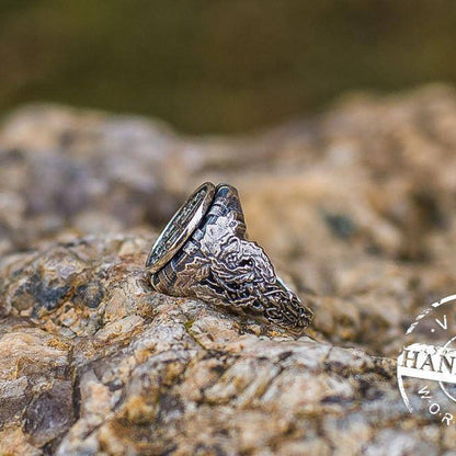Handcrafted Ring with Vegvisir Symbol - Viking Ring - VikingsBrand