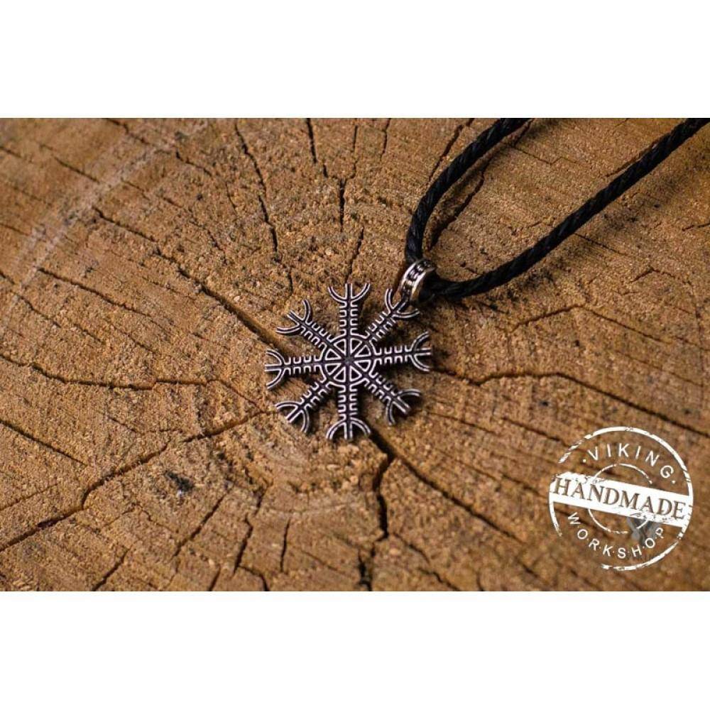 HANDMADE Aegishjalmur or Helm of Awe Symbol Sterling Silver Necklace - VikingsBrand