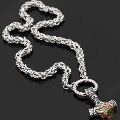 HANDMADE Chain Viking Necklace with Thor Hammer Mjolnir - VikingsBrand