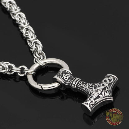 HANDMADE Chain Viking Necklace with Thor Hammer Mjolnir - VikingsBrand