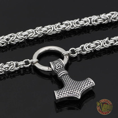 HANDMADE Chain Viking Necklace with Thor Hammer Mjolnir - VikingsBrand