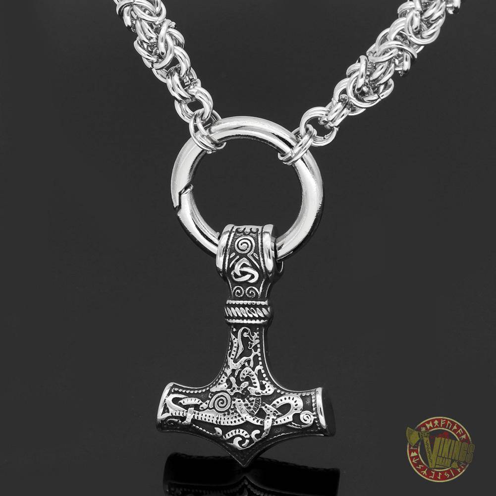 HANDMADE Chain Viking Necklace with Thor Hammer Mjolnir - VikingsBrand