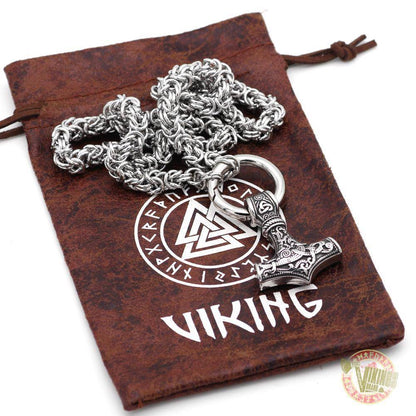 HANDMADE Chain Viking Necklace with Thor Hammer Mjolnir - VikingsBrand