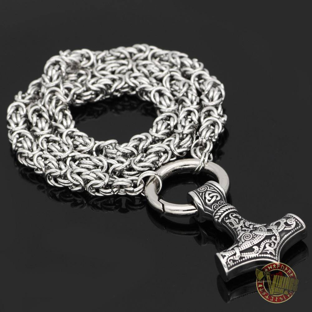 HANDMADE Chain Viking Necklace with Thor Hammer Mjolnir - VikingsBrand