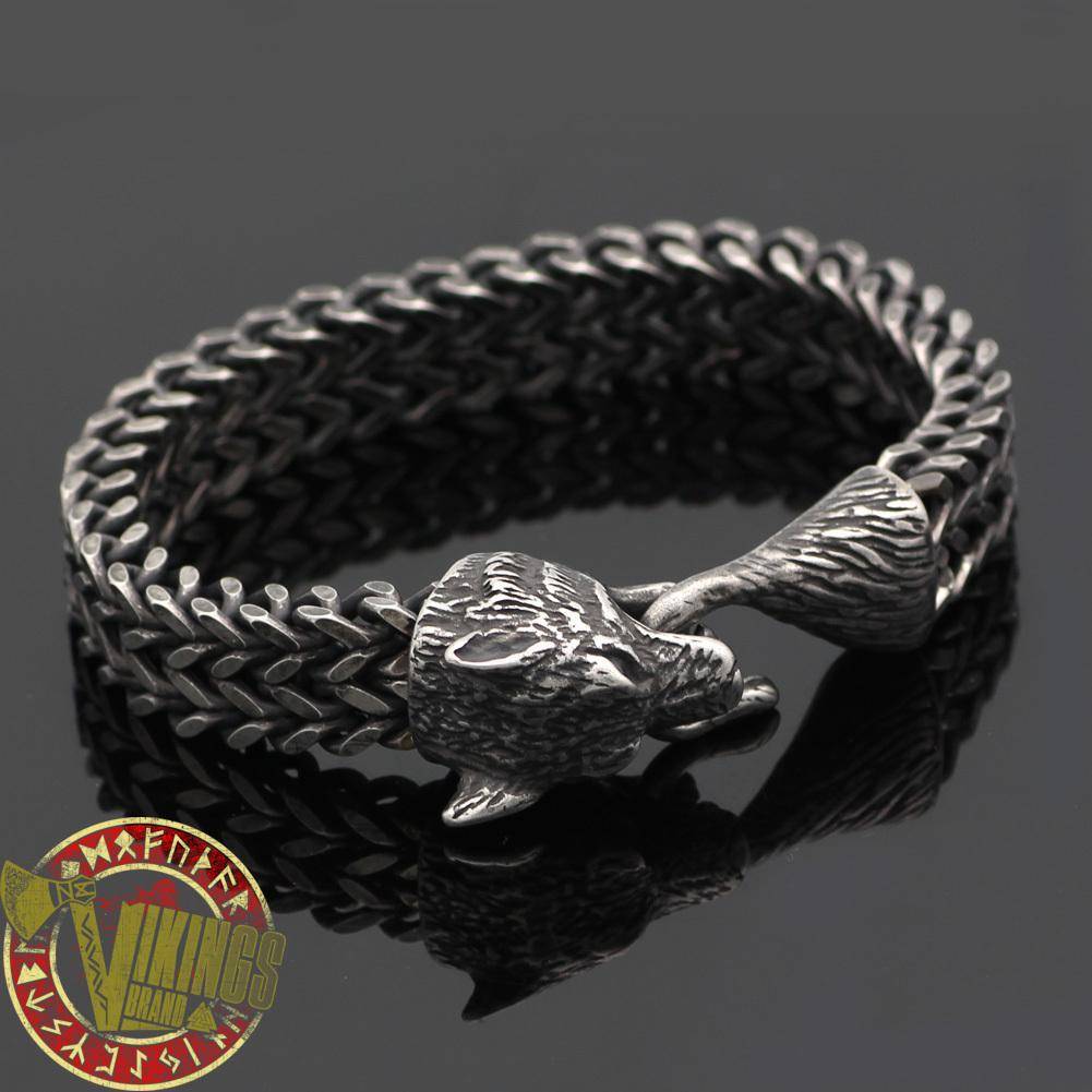 Handmade Heavy Stainless Steel Viking Wolf Bracelet - VikingsBrand