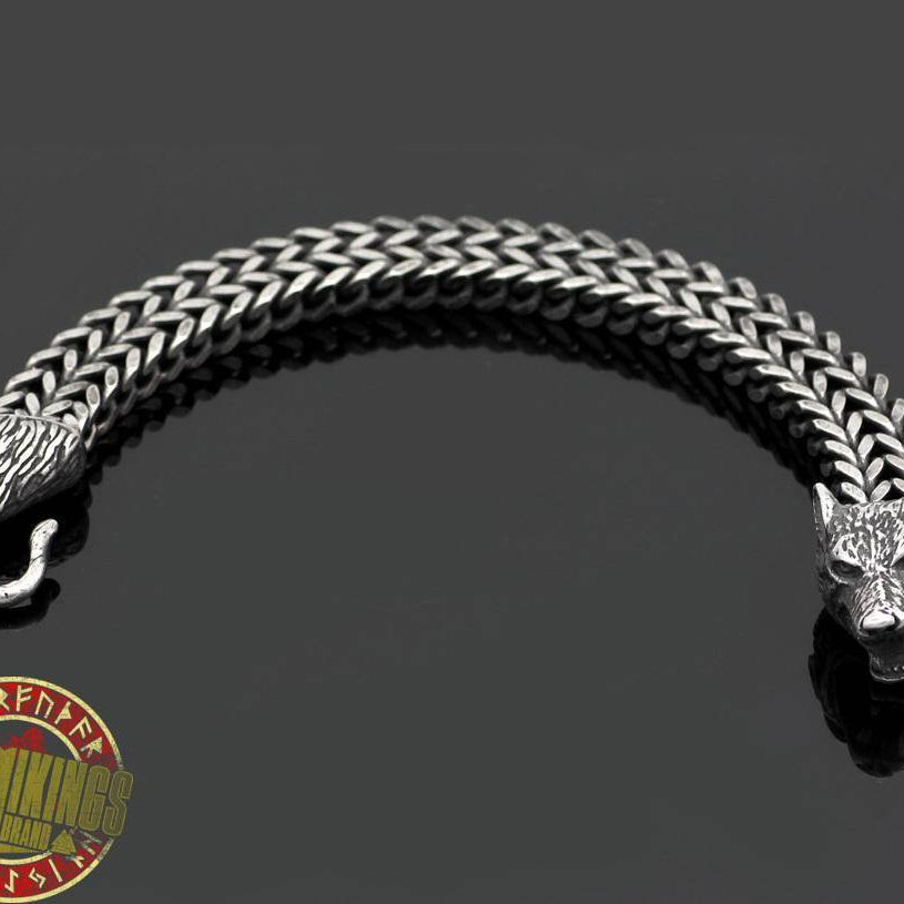Handmade Heavy Stainless Steel Viking Wolf Bracelet - VikingsBrand