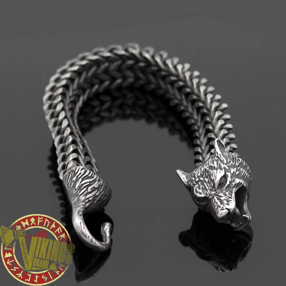 Handmade Heavy Stainless Steel Viking Wolf Bracelet - VikingsBrand