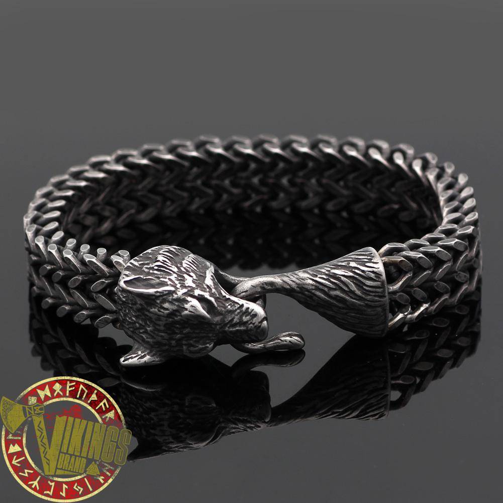 Handmade Heavy Stainless Steel Viking Wolf Bracelet - VikingsBrand
