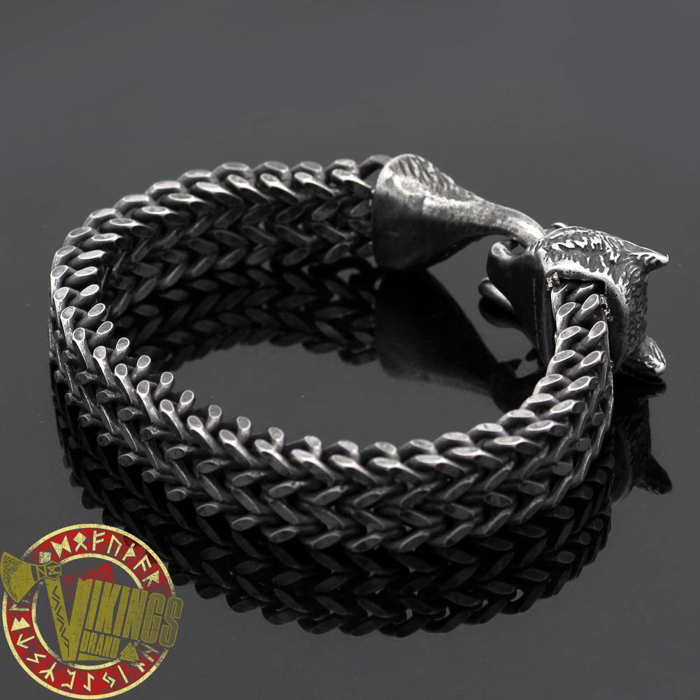 Handmade Heavy Stainless Steel Viking Wolf Bracelet - VikingsBrand