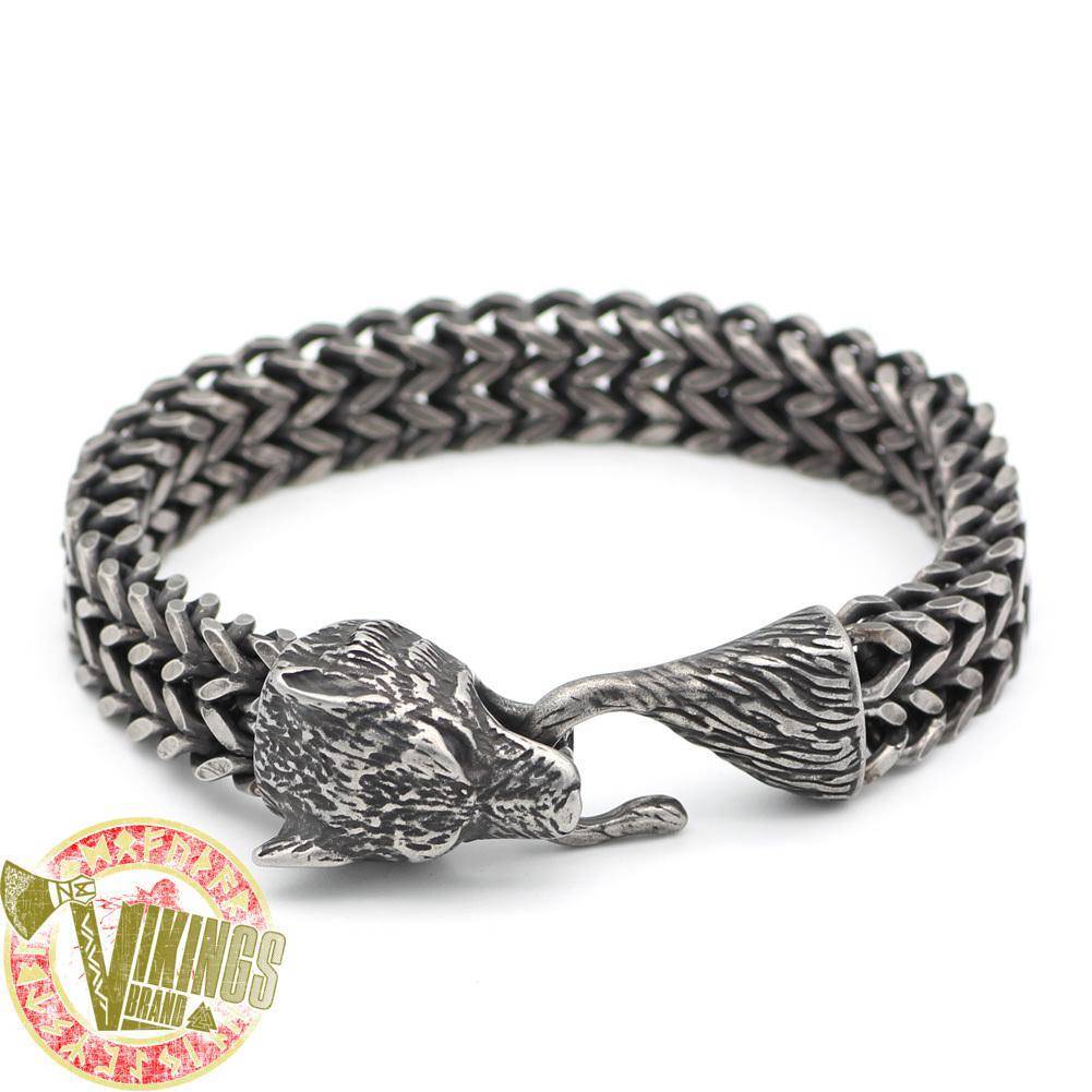 Handmade Heavy Stainless Steel Viking Wolf Bracelet - VikingsBrand