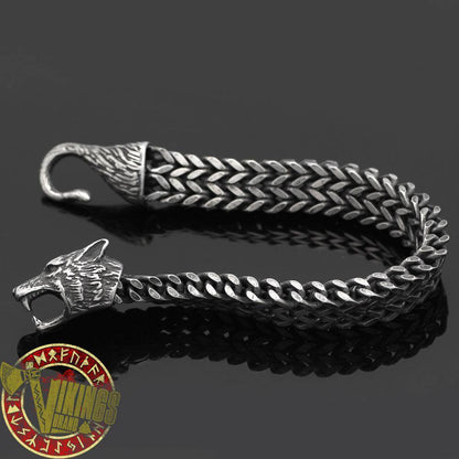 Handmade Heavy Stainless Steel Viking Wolf Bracelet - VikingsBrand