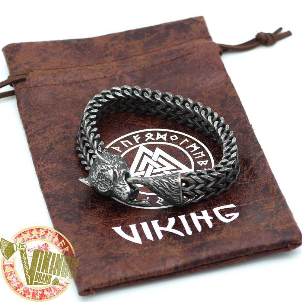 Handmade Heavy Stainless Steel Viking Wolf Bracelet - VikingsBrand