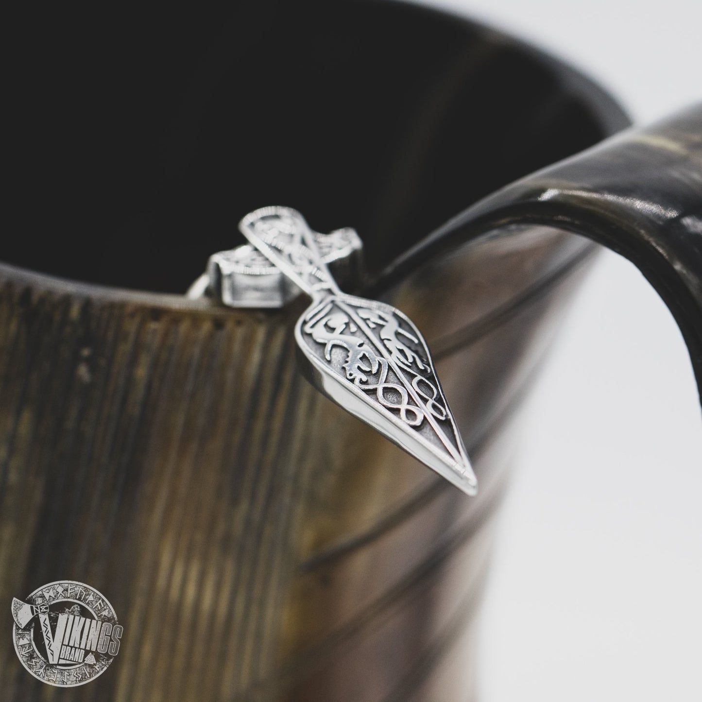 HANDMADE King Chain Stainless Steel Necklace with Gungnir (Odin Spear) Pendant - VikingsBrand
