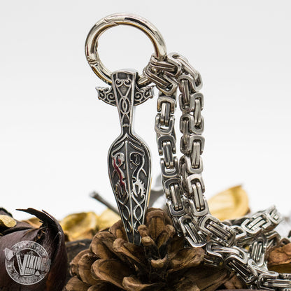 HANDMADE King Chain Stainless Steel Necklace with Gungnir (Odin Spear) Pendant - VikingsBrand