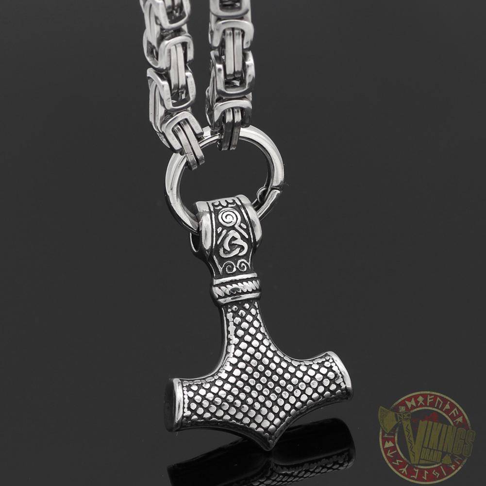 HANDMADE King's Chain Necklace with Thor's Hammer - VikingsBrand