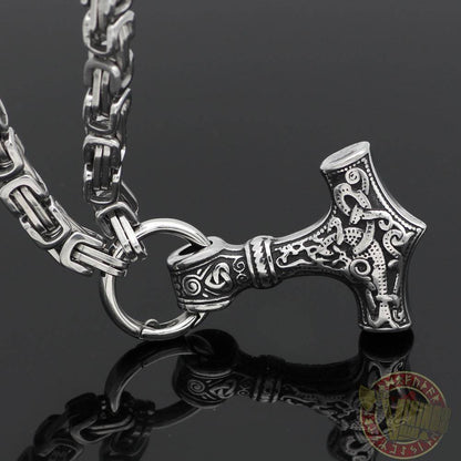 HANDMADE King's Chain Necklace with Thor's Hammer - VikingsBrand