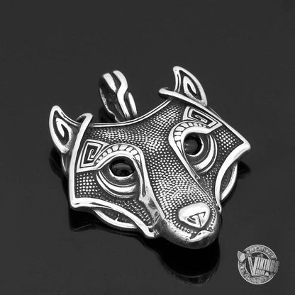 HANDMADE King's Stainless Steel Necklace with Viking Wolf Head Pendant - VikingsBrand