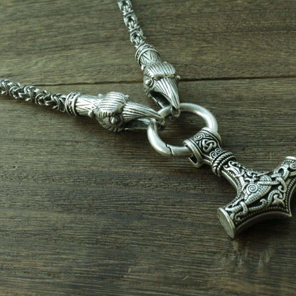HANDMADE Legendary King's Chain Necklace with Thor's Hammer! - VikingsBrand