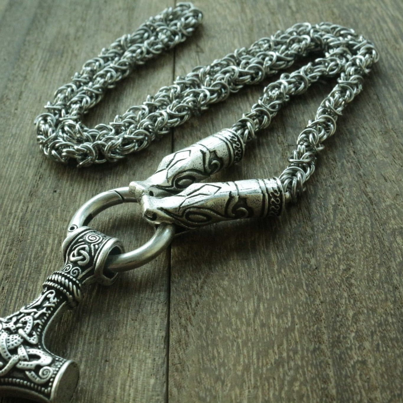 HANDMADE Legendary King's Chain Necklace with Thor's Hammer! - VikingsBrand
