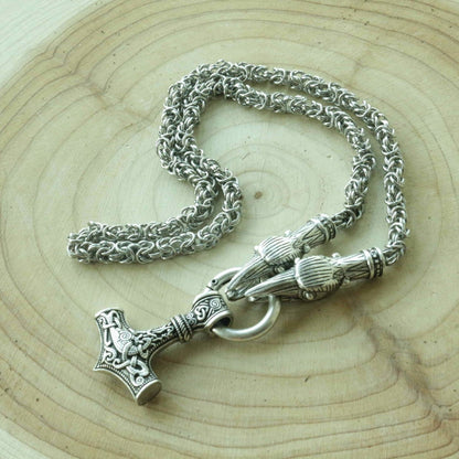 HANDMADE Legendary King's Chain Necklace with Thor's Hammer! - VikingsBrand