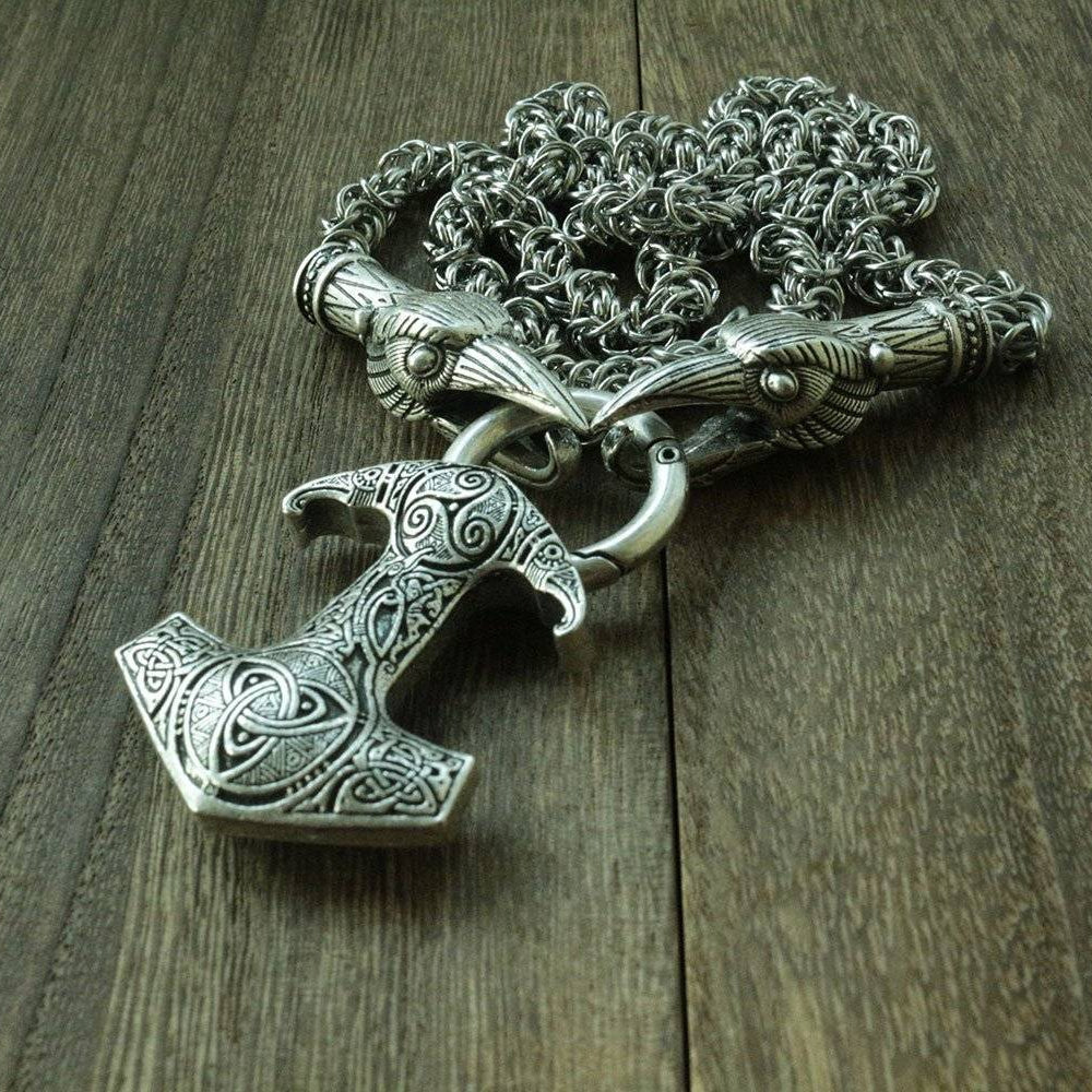 HANDMADE Legendary King's Chain Necklace with Thor's Hammer! - VikingsBrand