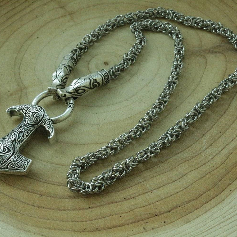 HANDMADE Legendary King's Chain Necklace with Thor's Hammer! - VikingsBrand