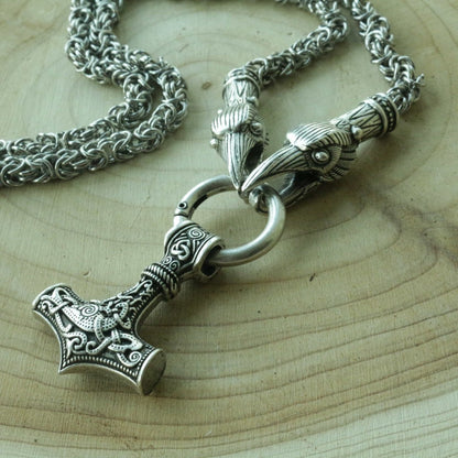 HANDMADE Legendary King's Chain Necklace with Thor's Hammer! - VikingsBrand