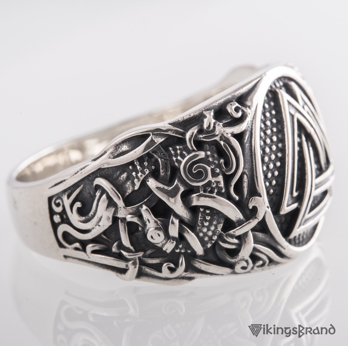Handmade Mammen Viking Ring with Valknut | 925 Silver or Gold