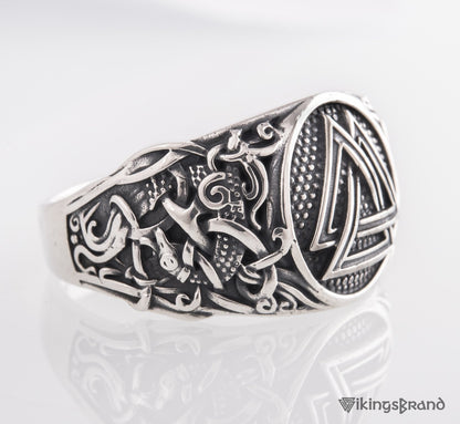 Handmade Mammen Viking Ring with Valknut | 925 Silver or Gold