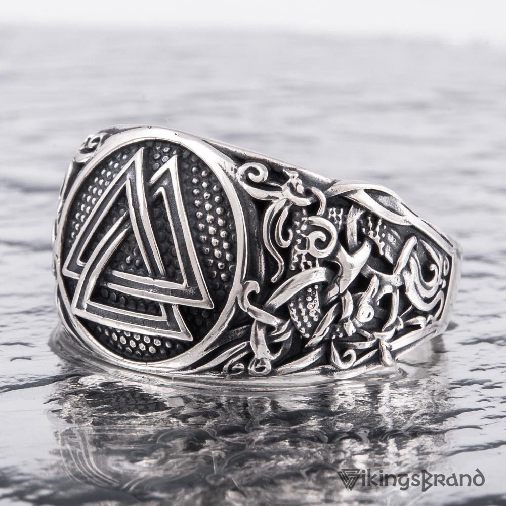 Handmade Mammen Viking Ring with Valknut | 925 Silver or Gold