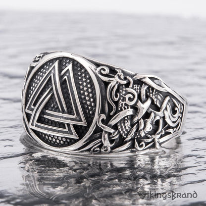 Handmade Mammen Viking Ring with Valknut | 925 Silver or Gold