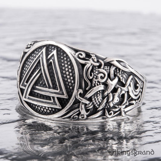 Handmade Mammen Viking Ring with Valknut | 925 Silver or Gold