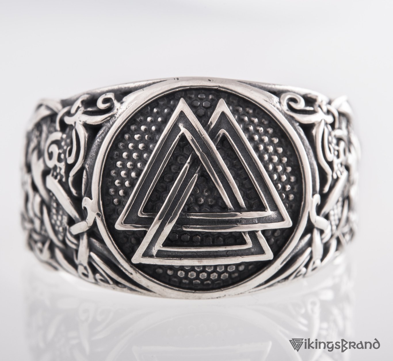 Handmade Mammen Viking Ring with Valknut | 925 Silver or Gold