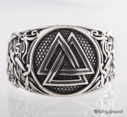 Handmade Mammen Viking Ring with Valknut | 925 Silver or Gold
