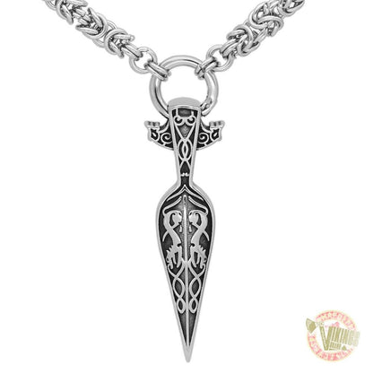 HANDMADE Massive Chain Stainless Steel Necklace with Gungnir (Odin Spear) Pendant - VikingsBrand