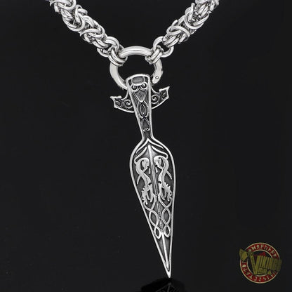 HANDMADE Massive Chain Stainless Steel Necklace with Gungnir (Odin Spear) Pendant - VikingsBrand