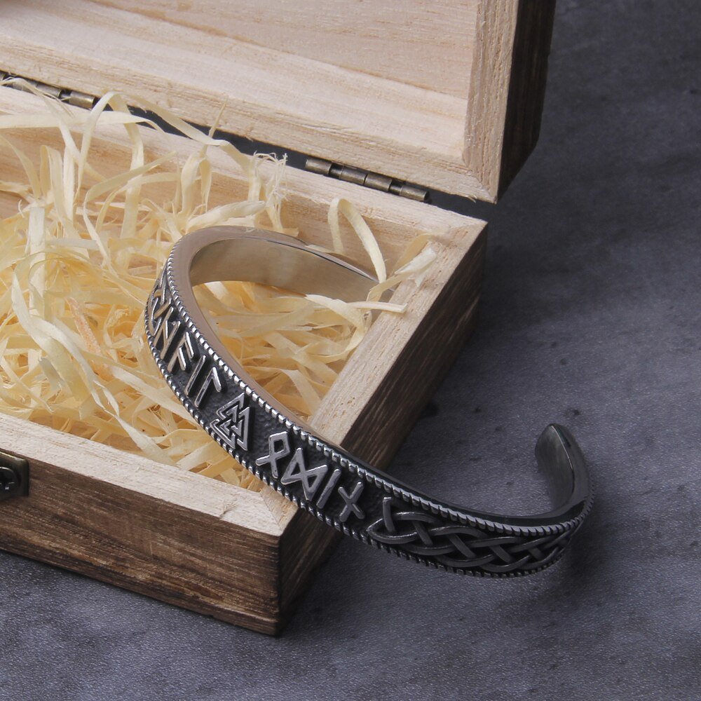 Handmade Nordic, Vikings Runes Bangle, Viking Bracelet