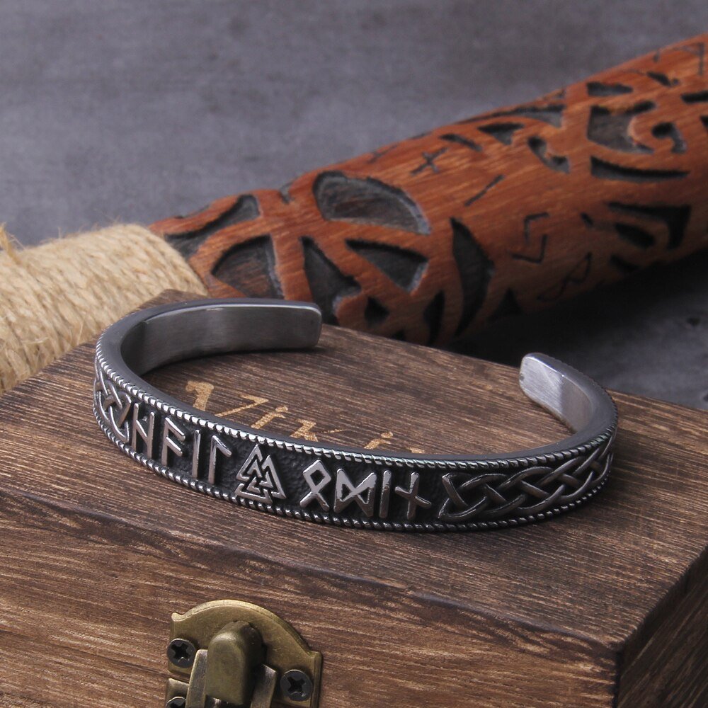 Handmade Nordic, Vikings Runes Bangle, Viking Bracelet