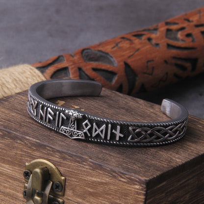 Handmade Nordic, Vikings Runes Bangle, Viking Bracelet