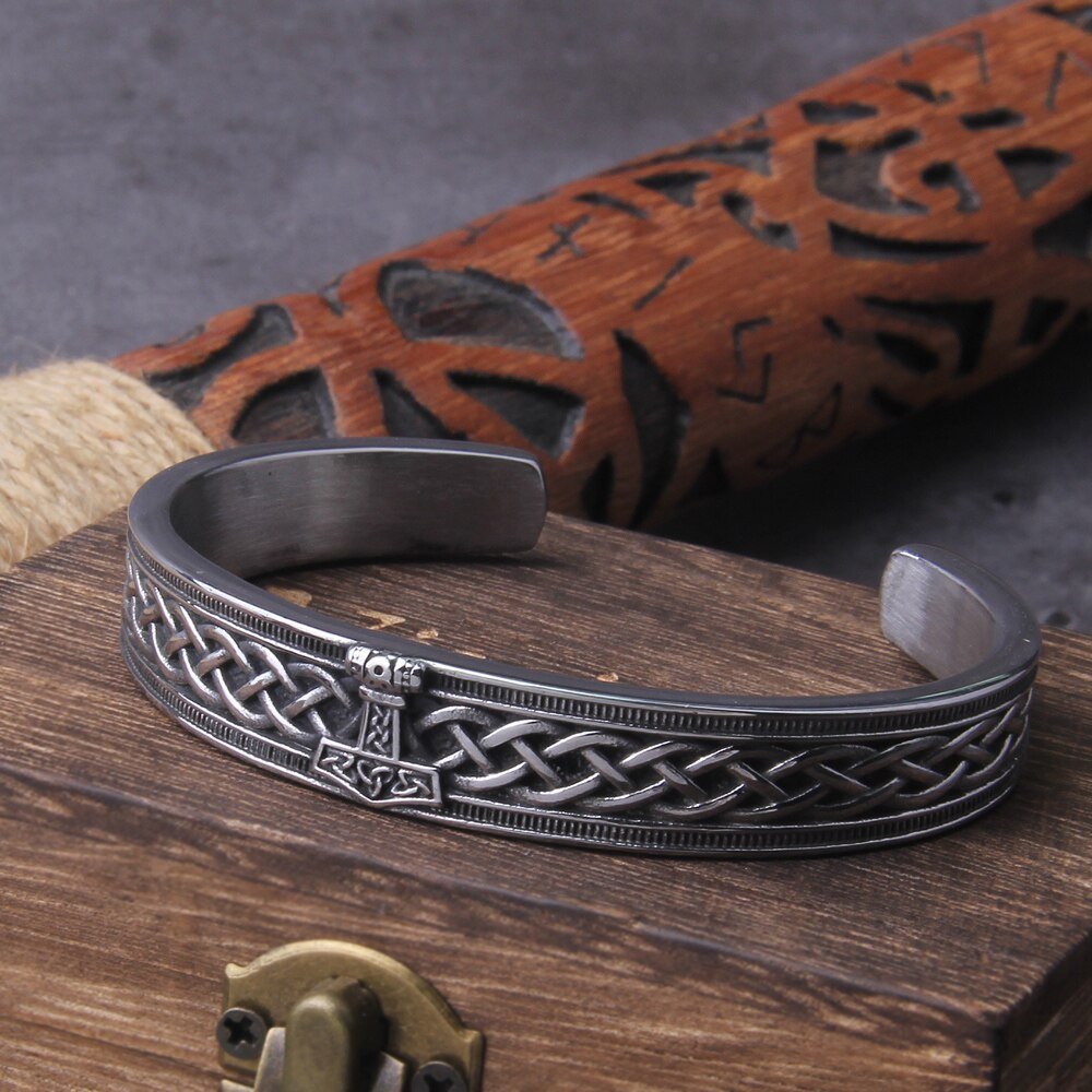 Handmade Nordic, Vikings Runes Bangle, Viking Bracelet
