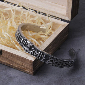 viking runic bangle bracelet in 316L stainless steel – view 8