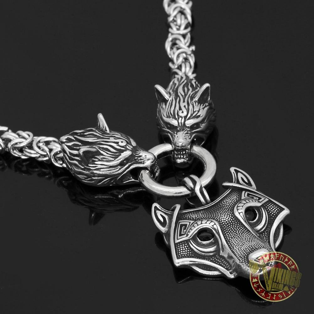 HANDMADE Stainless Steel Massive Wolf Chain with Wolf Pendant - VikingsBrand