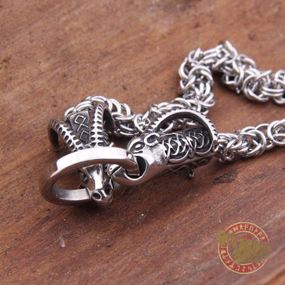 HANDMADE Tanngrisnir and Tanngnjóstr - Odin Goats Massive Chain Necklace - VikingsBrand