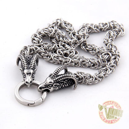 HANDMADE Tanngrisnir and Tanngnjóstr - Odin Goats Massive Chain Necklace - VikingsBrand