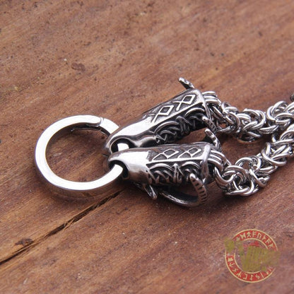 HANDMADE Tanngrisnir and Tanngnjóstr - Odin Goats Massive Chain Necklace - VikingsBrand